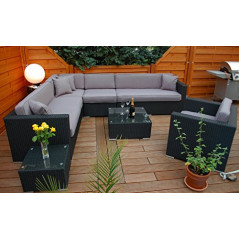 Ragnarök-Möbeldesign PolyRattan Lounge DEUTSCHE Marke - EIGNENE Produktion - 8 Jahre GARANTIE Garten Möbel incl. Glas und Pol