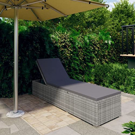 vidaXL Sonnenliege mit Auflage Gartenliege Relaxliege Rattanliege Strandliege Liegestuhl Liege Gartenmöbel Rattanmöbel Poly R