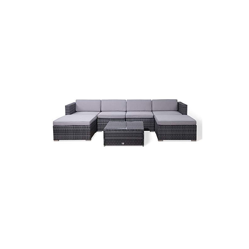 SVITA Lugano Garten-Lounge Polyrattan Garten-Set Sofa-Set Garnitur Gartenmöbel Couch-Set Grau