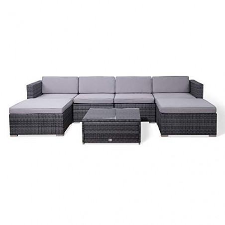 SVITA Lugano Garten-Lounge Polyrattan Garten-Set Sofa-Set Garnitur Gartenmöbel Couch-Set Grau