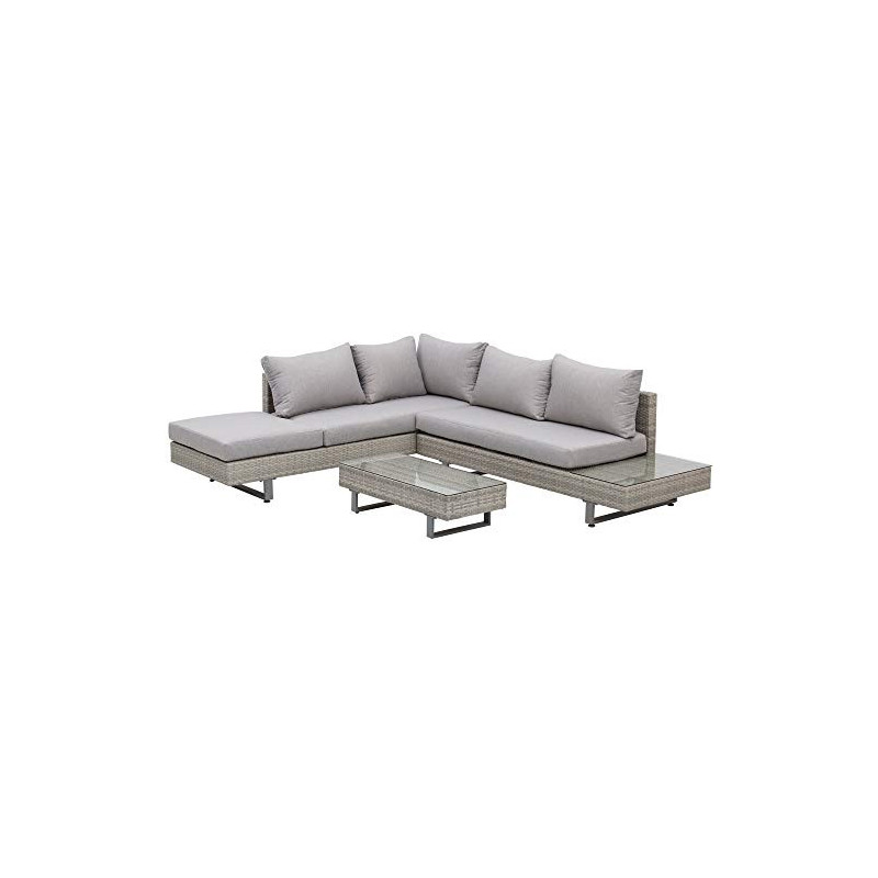 Outsunny Polyrattan-Lounge-Set 3-TLG. Couchtisch Beistelltisch Wetterbeständig Grau + Braun