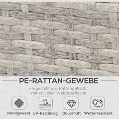 Outsunny Polyrattan-Lounge-Set 3-TLG. Couchtisch Beistelltisch Wetterbeständig Grau + Braun