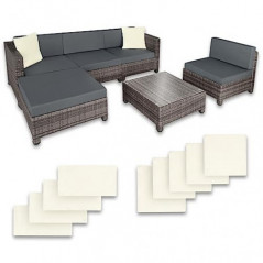 TecTake Gartenmöbel Set, Lounge aus Poly Rattan und Aluminium, Balkon Möbel Set mit 10 cm Polsterung und Kissen, ideal für Ga