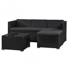 Juskys Polyrattan Lounge Punta Cana M für 3-4 Personen mit 3er Sofa, Sessel, Tisch & Kissen, Sitzgruppe für Garten, Terrasse 